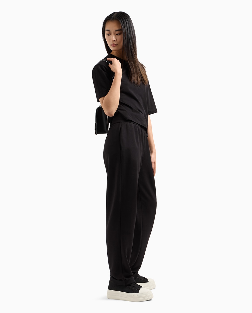 Armani Exchange - Pantalón de felpa de mujer de corte recto con cintura elástica.