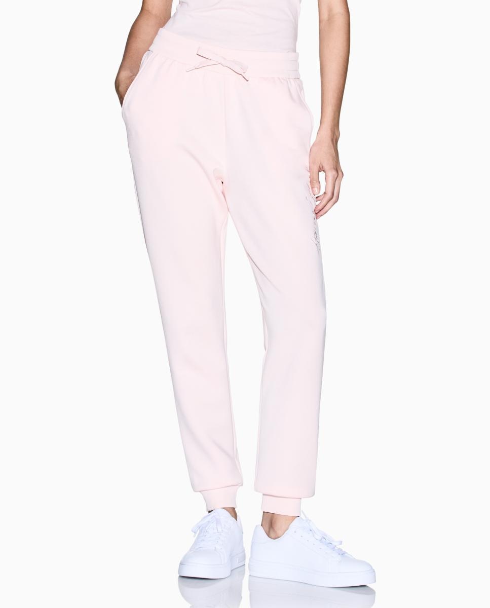 Calças Scuba com Punho na Bainha Rosa-claro-1