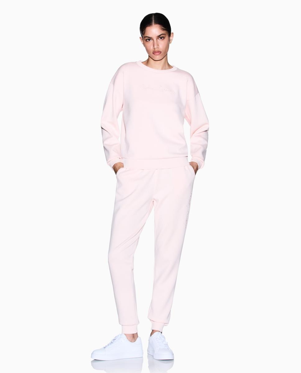 Calças Scuba com Punho na Bainha Rosa-claro-2