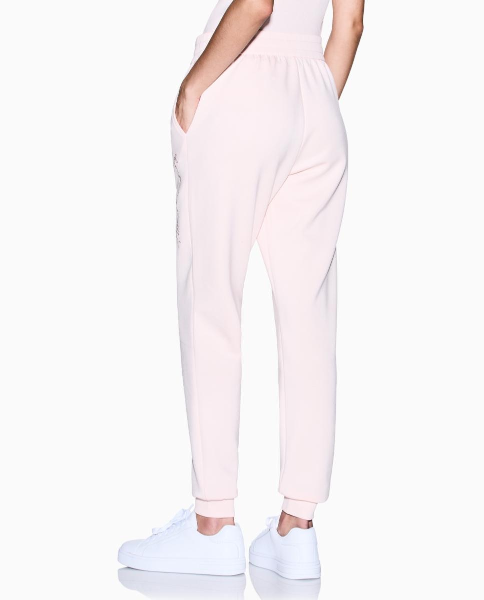 Calças Scuba com Punho na Bainha Rosa-claro-3