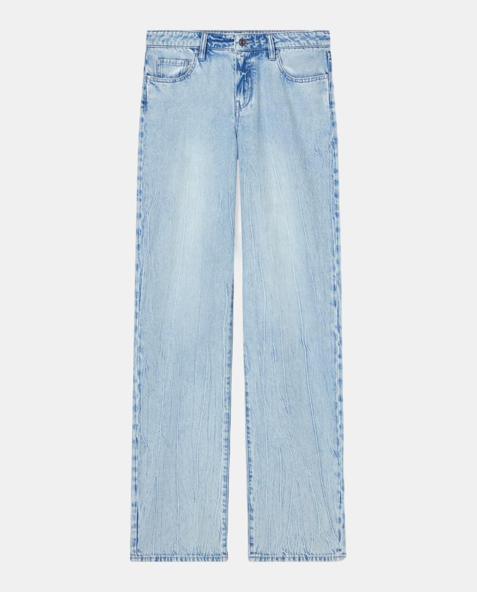 Jeans "Relaxed" J52 de Cintura Baixa e Lavagem Clara Azul-índigo-3