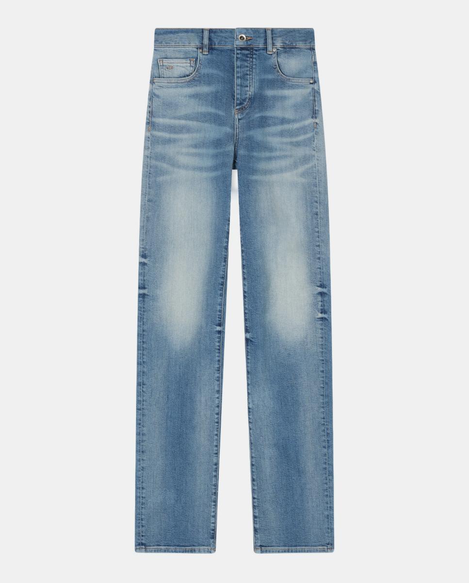 Jeans Straight J08 com Cintura Subida e Slim em Ganga Elástica Azul-índigo-3