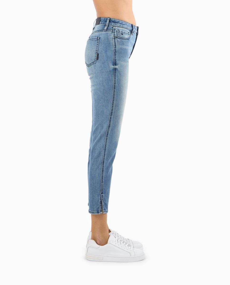 Jeans Super Skinny J22 Cropped de Ganga com Lavagem Média Azul-índigo-2