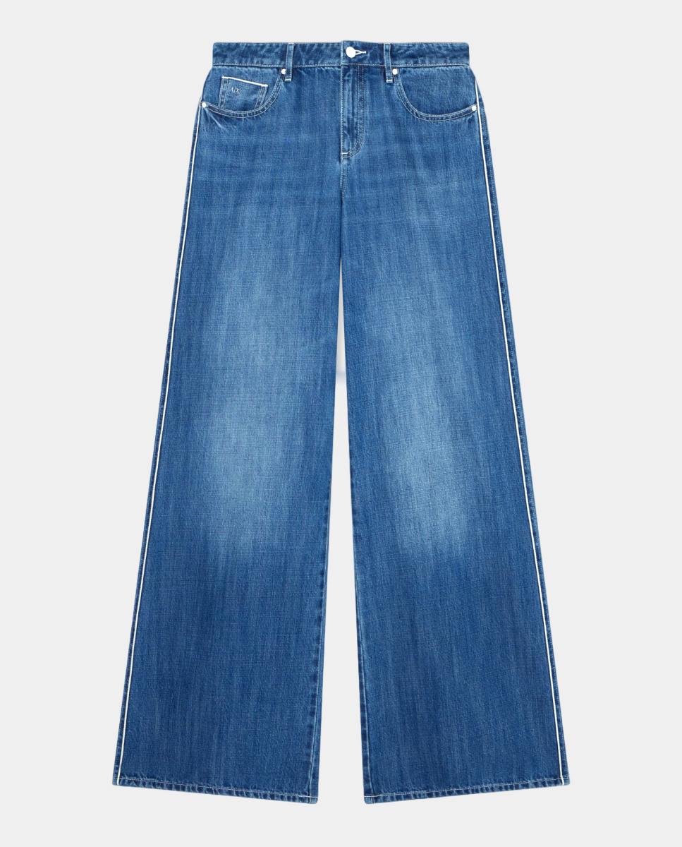 Jeans Bootcut Loose J17 com Detalhe Lateral Azul-índigo-2