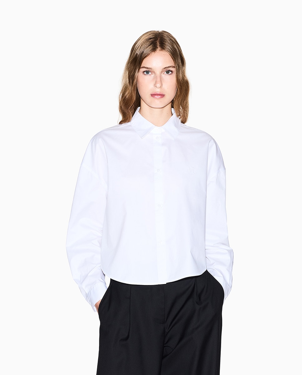 Camisa de Manga Comprida Cropped Cápsula Icon Branco-1