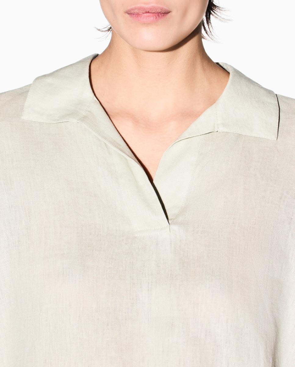 Blusa de Linho com Manga Comprida Pedra-2
