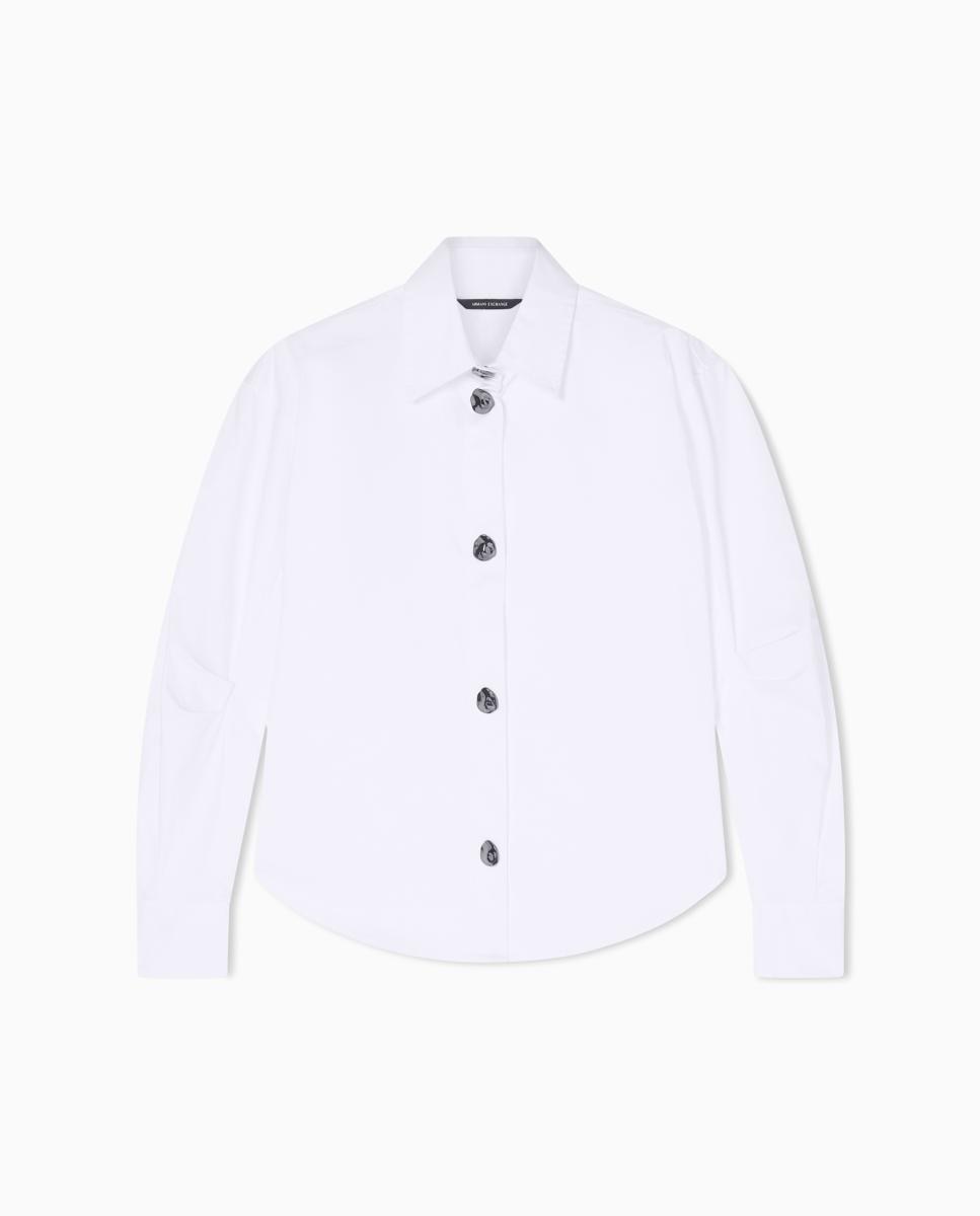 Camisa de Algodão com Manga Comprida Branco-2