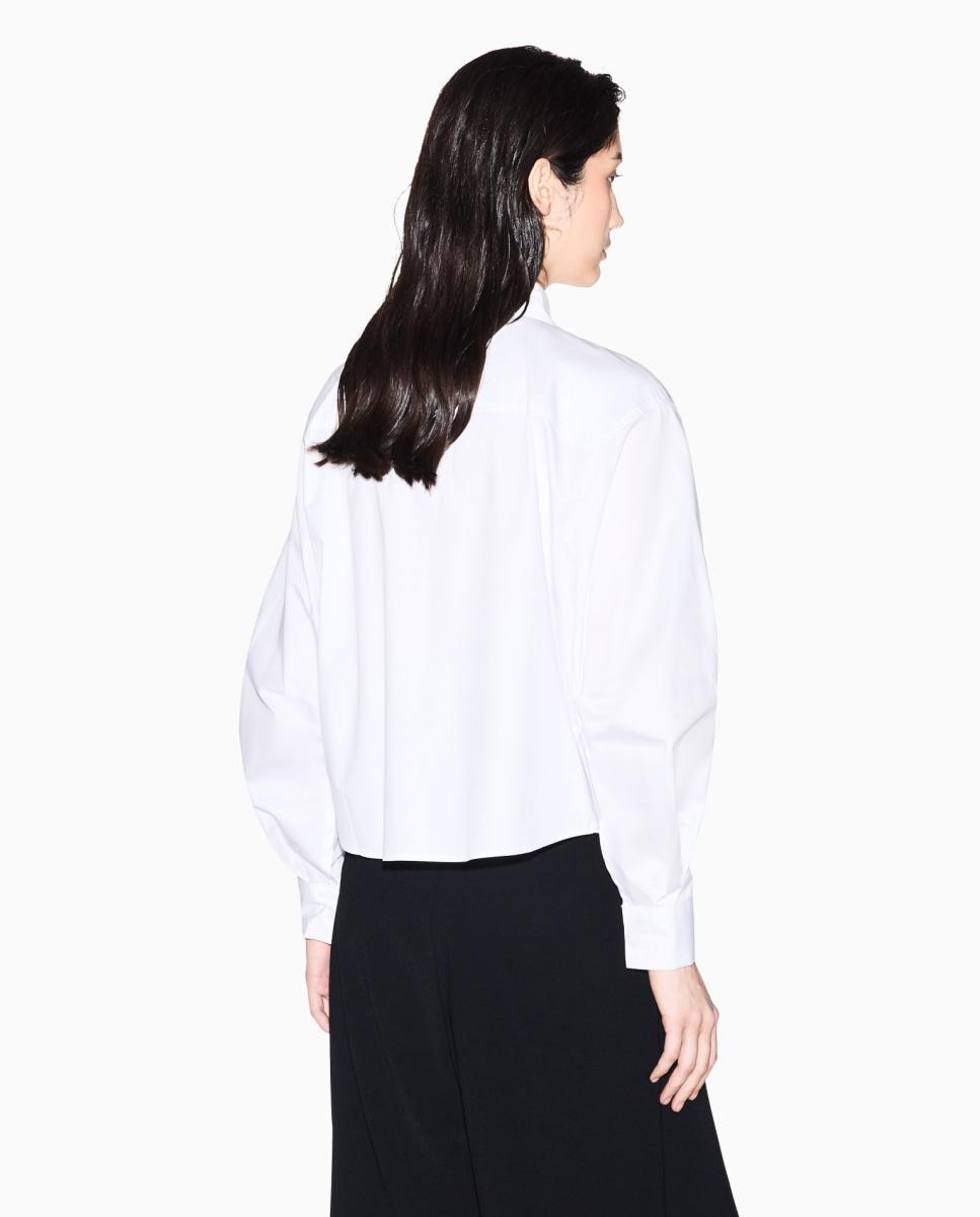 Camisa de Algodão com Manga Comprida Branco-3