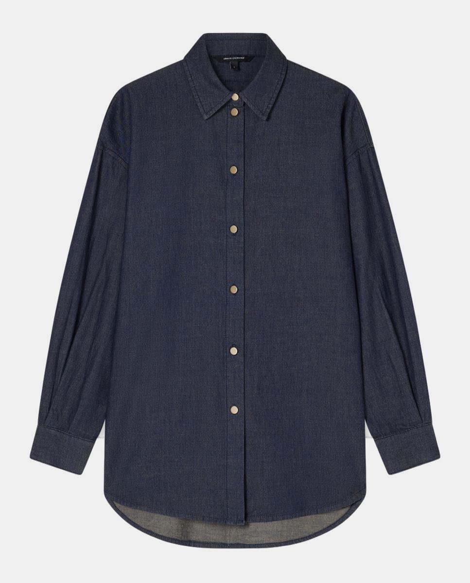 Camisa de Manga Comprida em Chambray Cápsula White Edition Azul-marinho-4