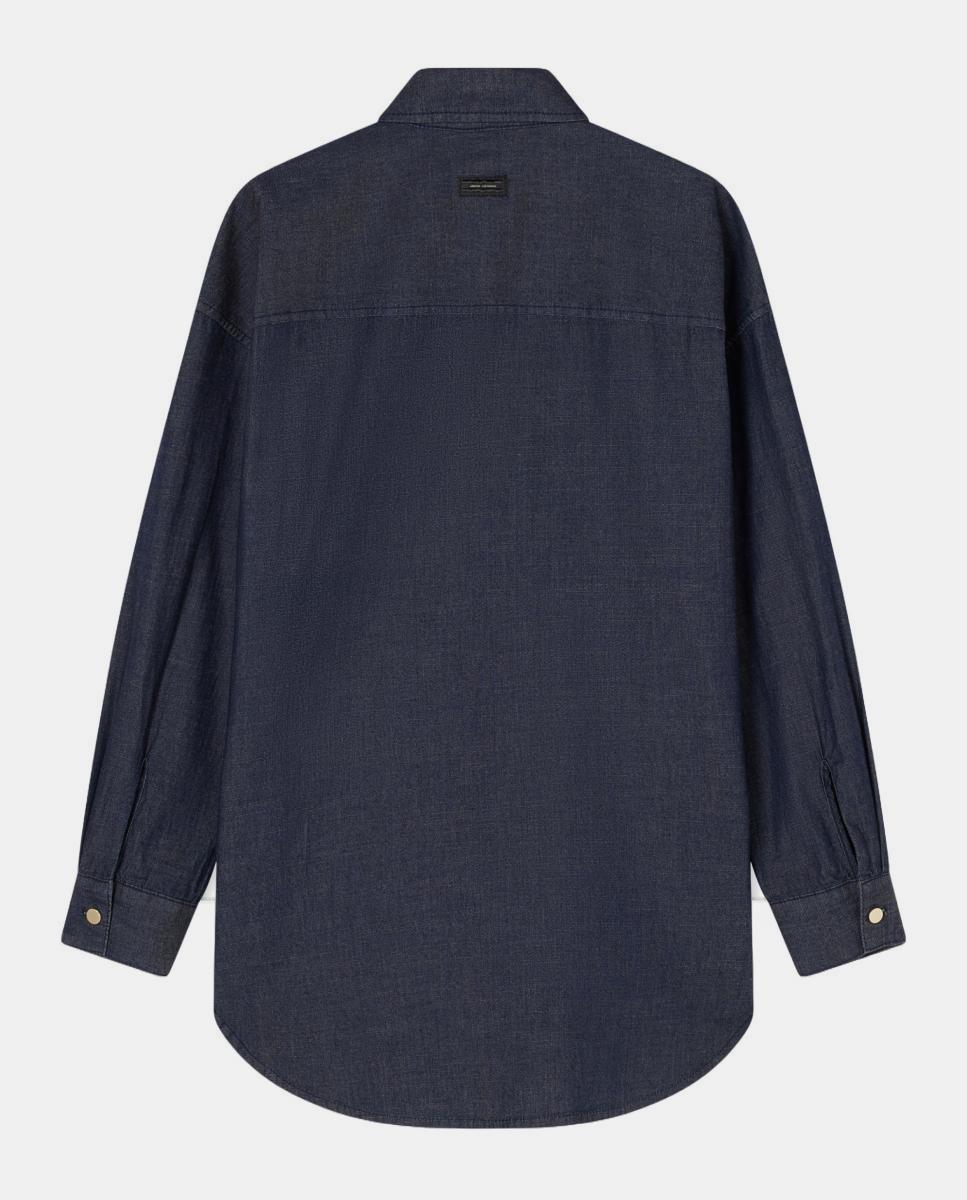 Camisa de Manga Comprida em Chambray Cápsula White Edition Azul-marinho-5