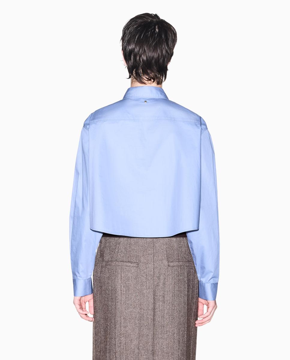 Camisa de Popelina Curta Azul-claro-3
