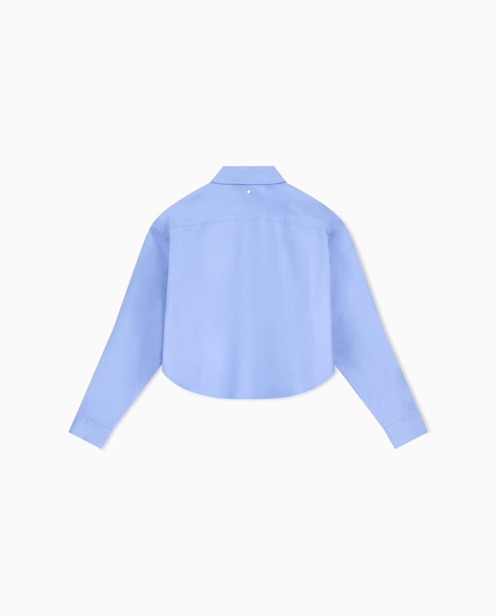 Camisa de Popelina Curta Azul-claro-7