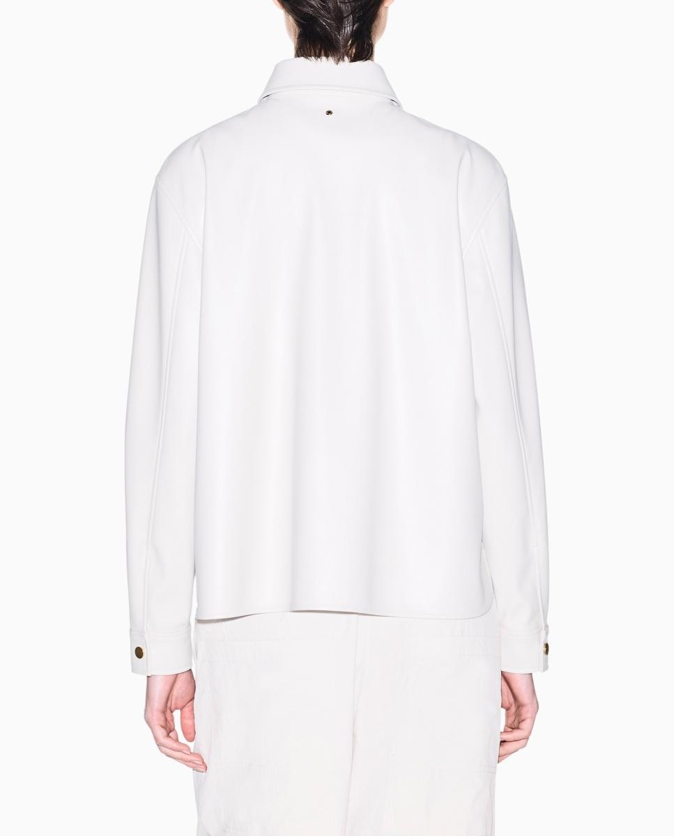 Camisa em Ecopele Regular Cinzento-claro-4