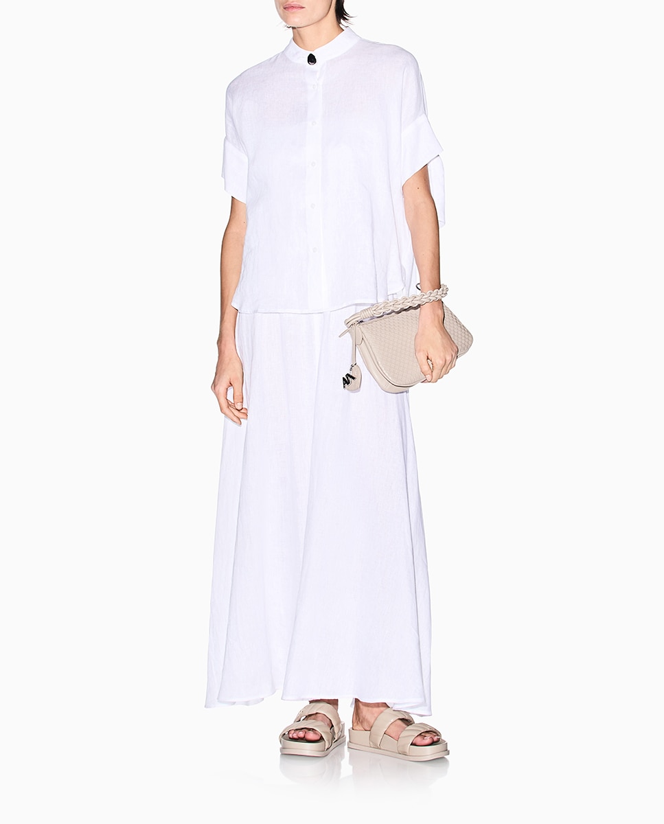 Camisa de Linho com Laço na Manga Branco-7