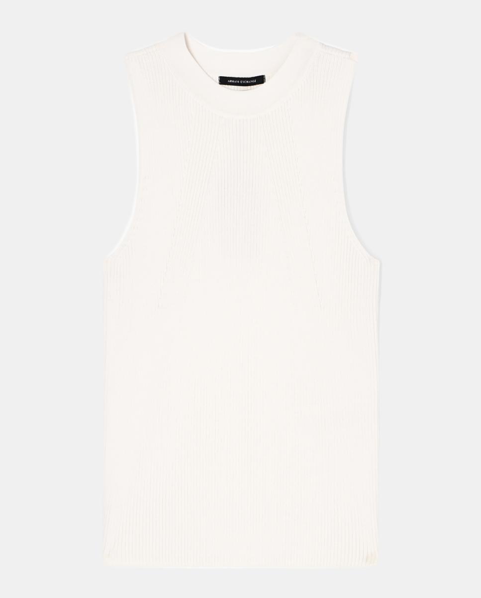 Top de Malha de Viscose Canelada Cru-4
