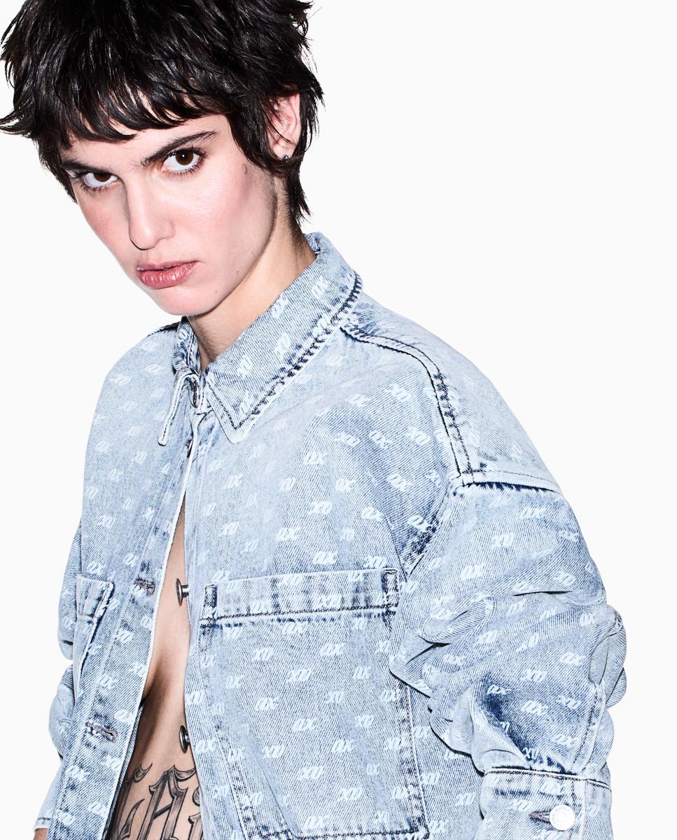 Sobrecamisa Jeans com Estampado Multilogo Azul-claro-4