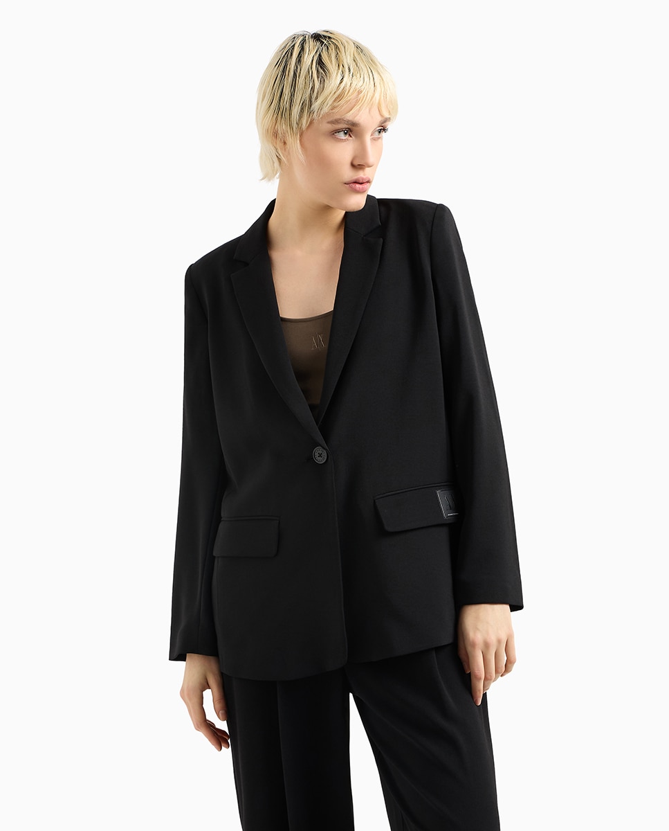 Blazer feminino ajuste regular com um botão 34/2 Preto