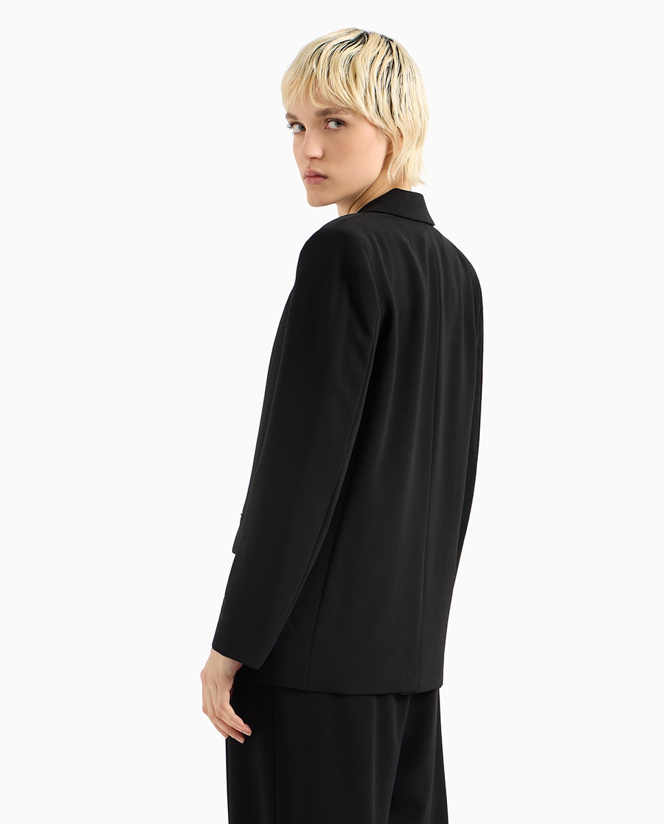 Casaco de Fato Regular Fit de um Botão Preto-2