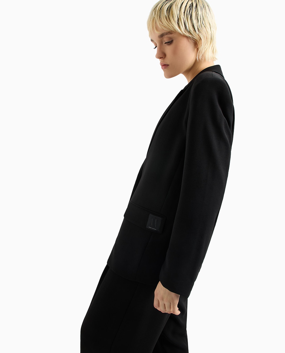 Casaco de Fato Regular Fit de um Botão Preto-3