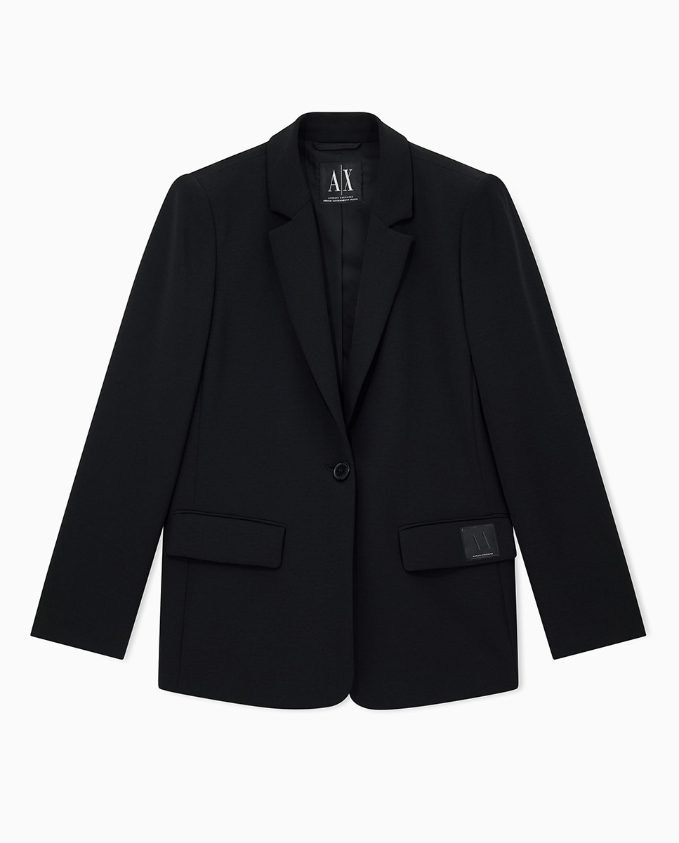 Casaco de Fato Regular Fit de um Botão Preto-5