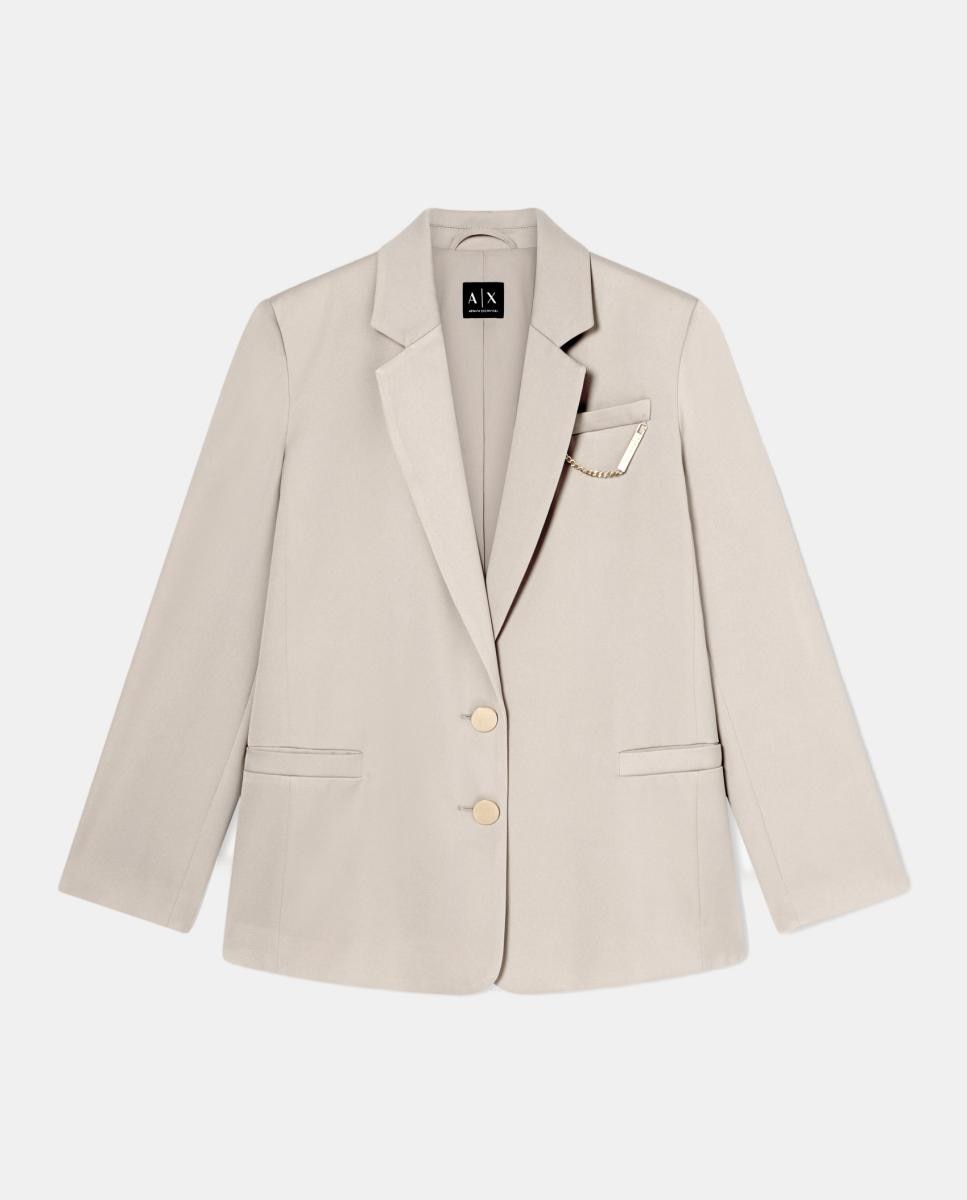 Blazer de Fato com Dois Botões e Detalhe de Corrente Caramelo-2