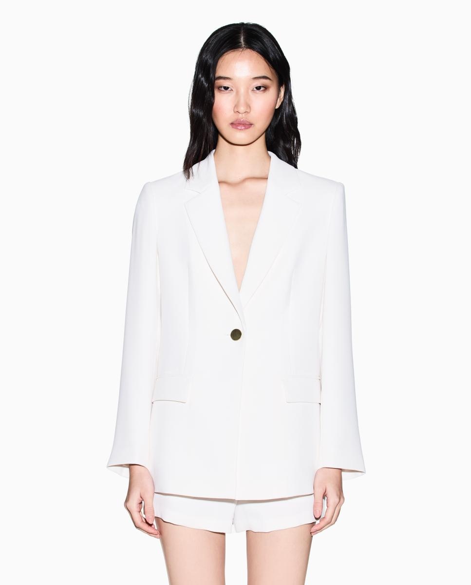 Armani Exchange - Blazer de mujer de un solo botón en crepe Cápsula White Edition.