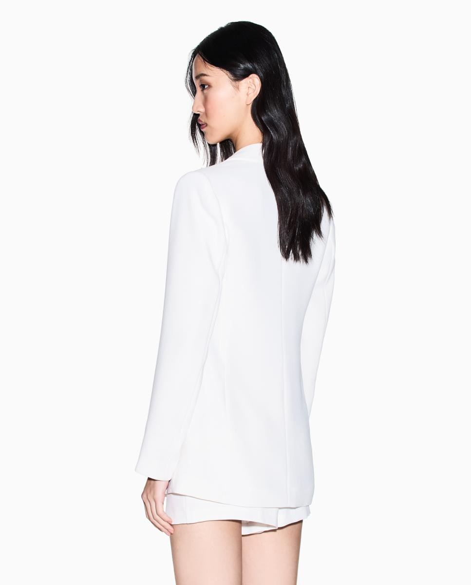 Blazer de um Só Botão em Crepe Cápsula White Edition Cru-3