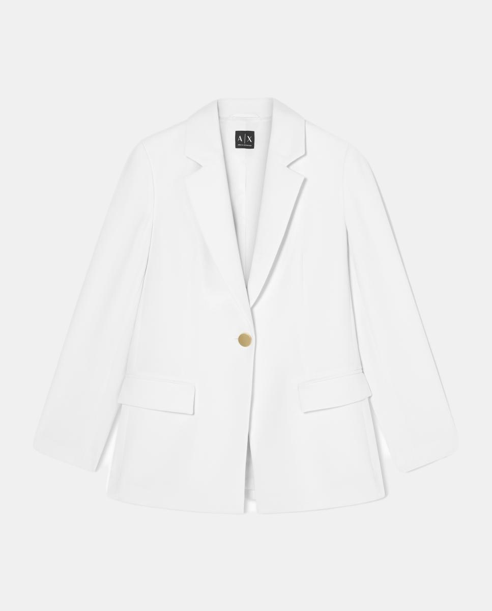 Blazer de um Só Botão em Crepe Cápsula White Edition Cru-4