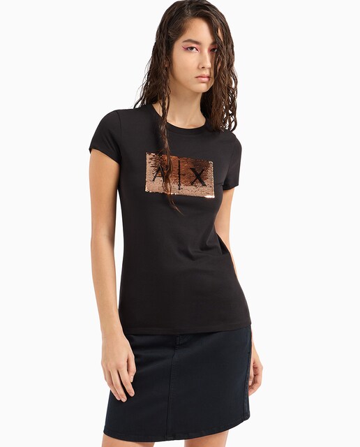 Imagen 0 de Camiseta de mujer con logo de pailletes