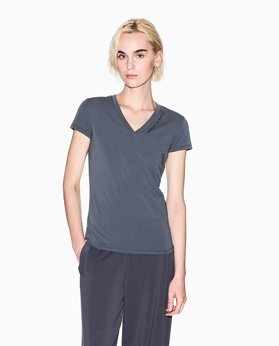 Camiseta de mujer manga corta cuello pico · Armani Exchange · El