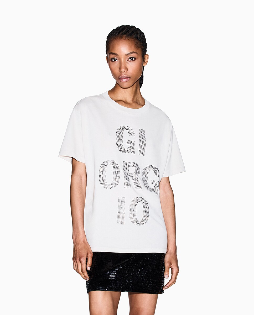 Camiseta de mujer manga corta con strass · Armani Exchange · El