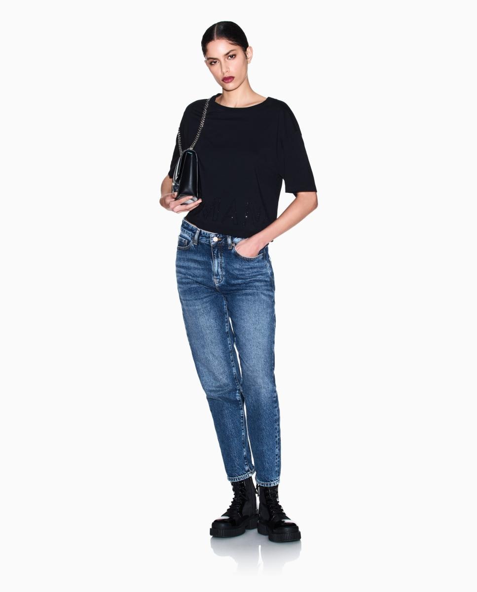 T-shirt Cropped de Manga Curta Preto-3