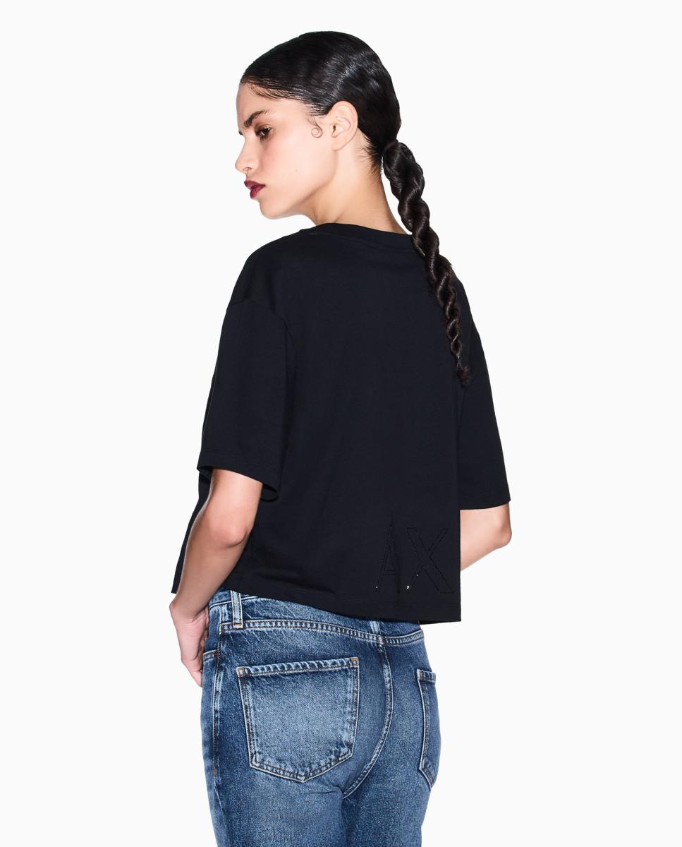 T-shirt Cropped de Manga Curta Preto-4