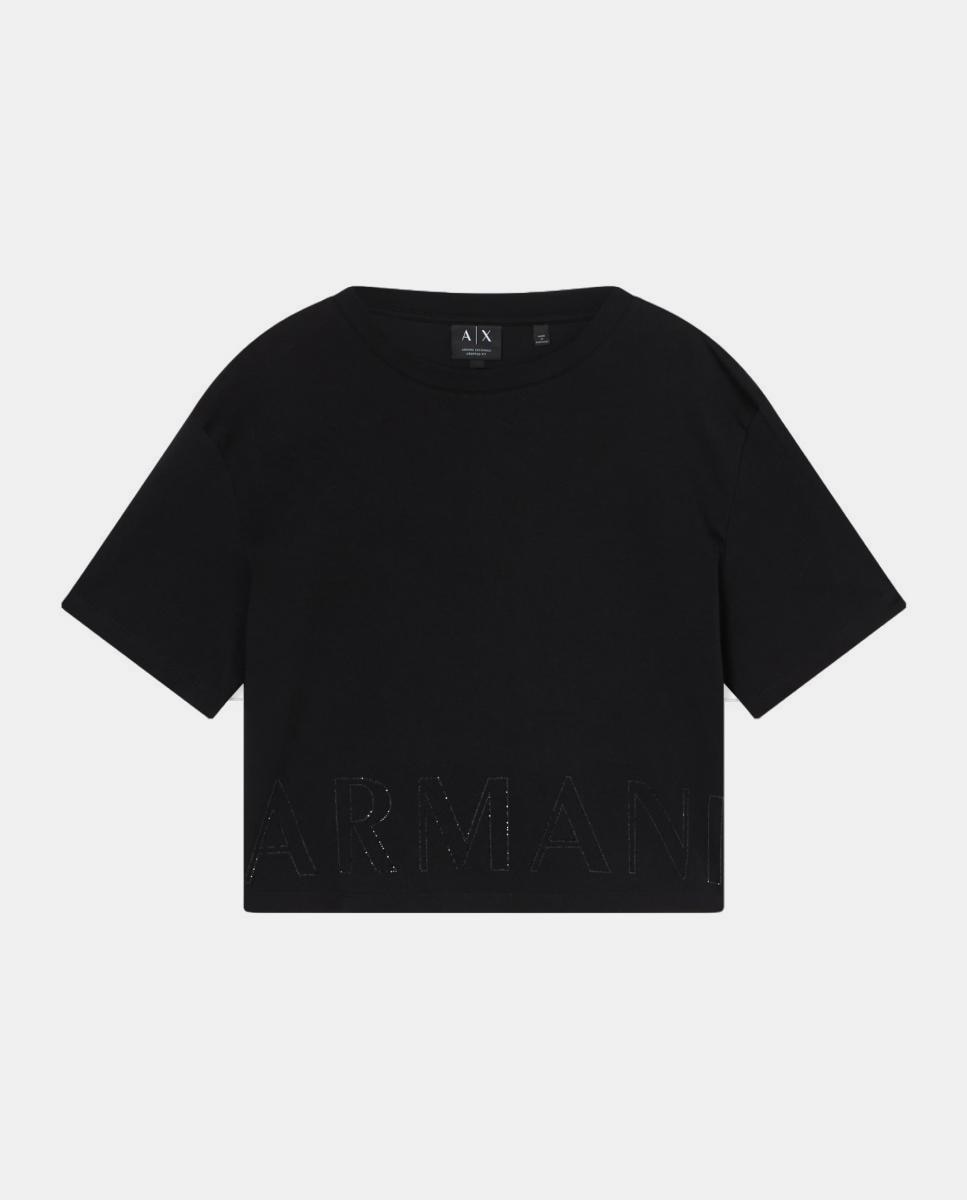 T-shirt Cropped de Manga Curta Preto-5