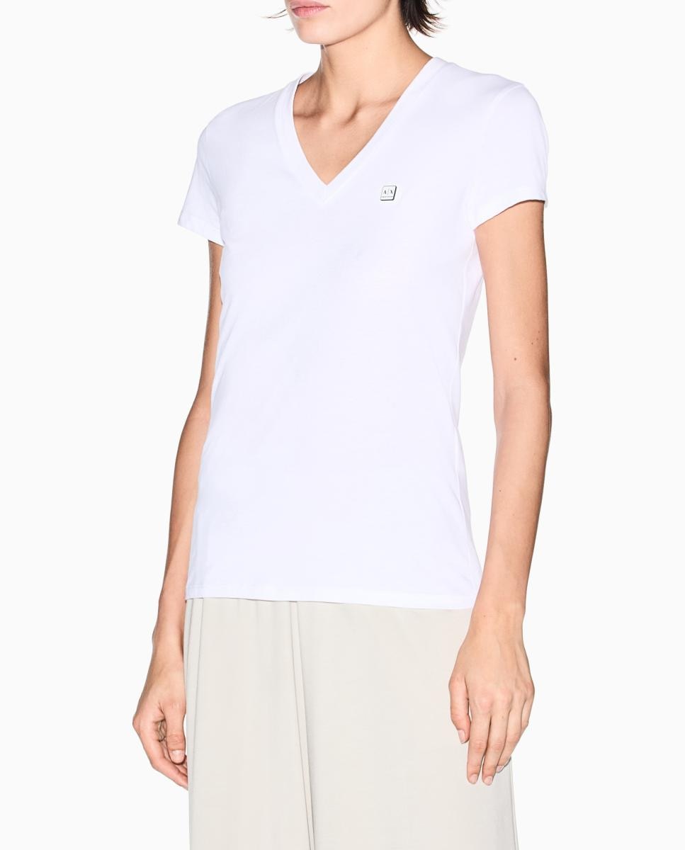 Armani Exchange - Camiseta de mujer slim fit cuello pico.