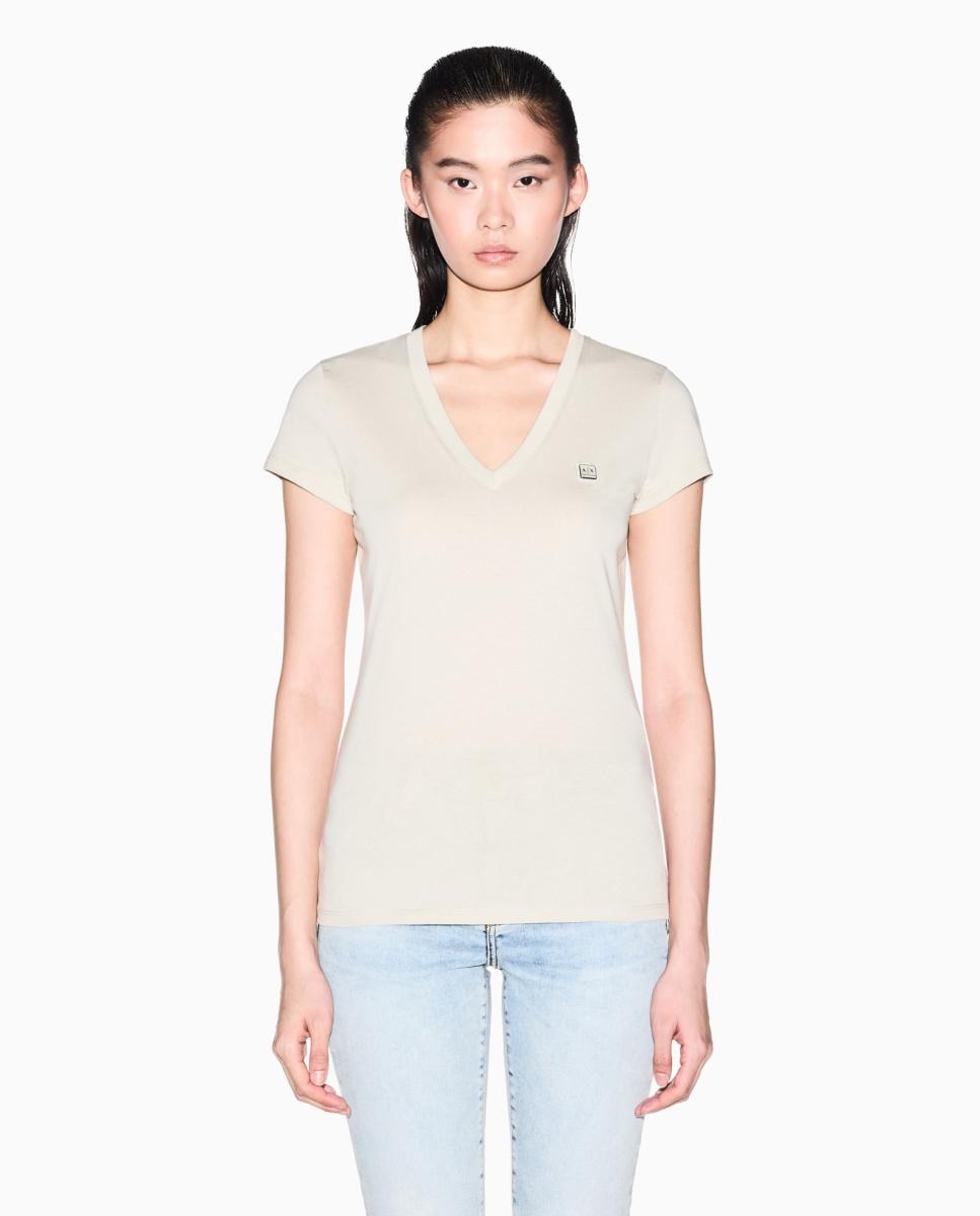Imagem 0 de T-shirt Slim Fit com Decote em Bico