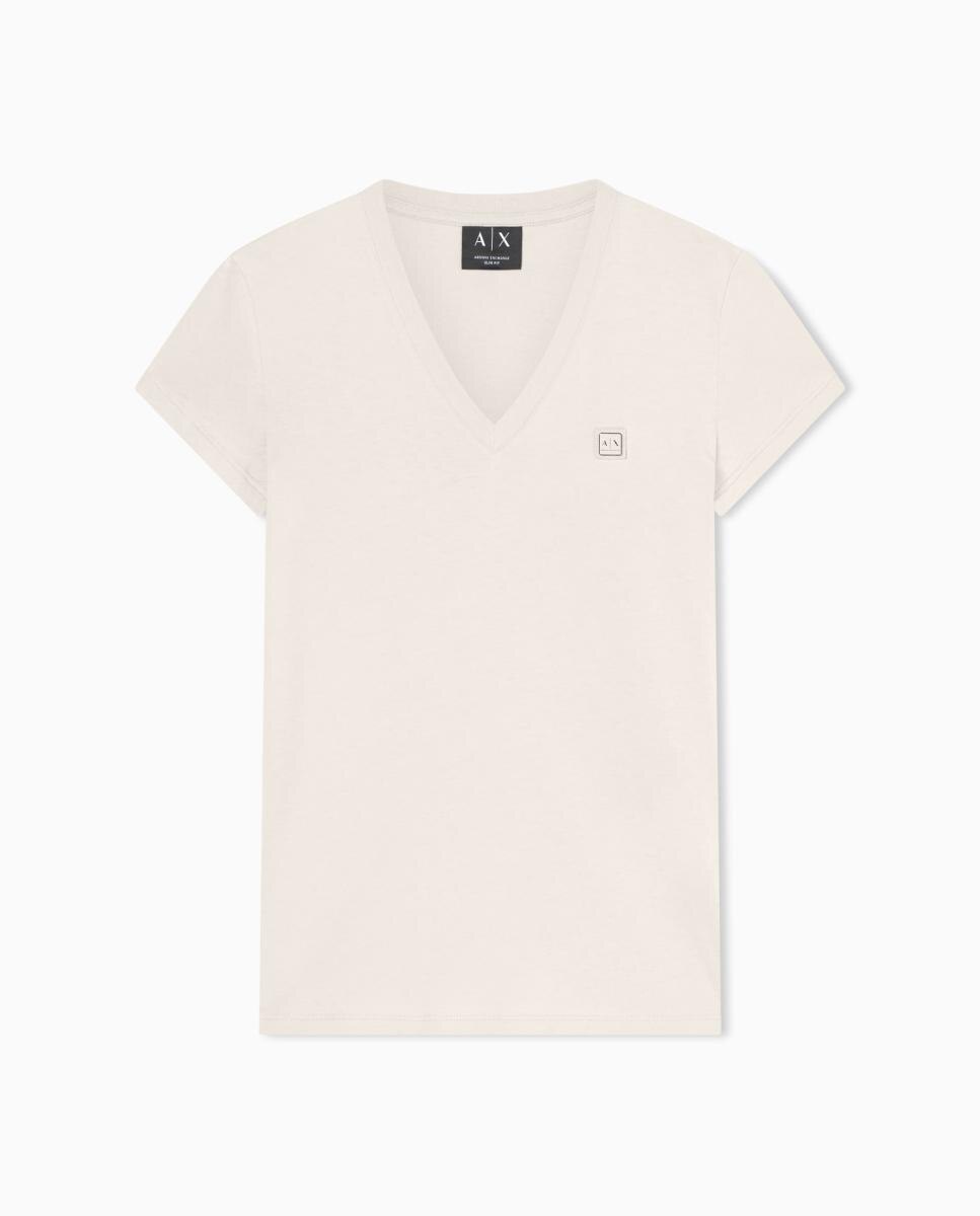 T-shirt Slim Fit com Decote em Bico Pedra-3