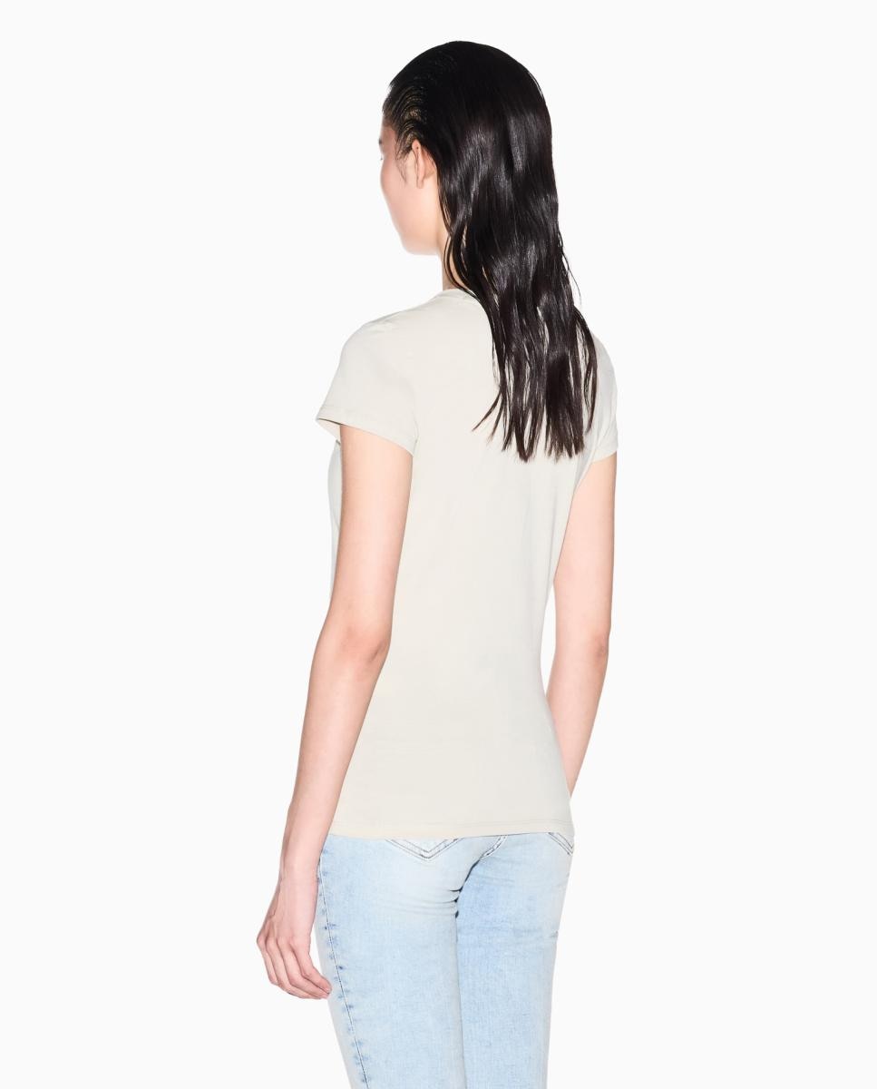 T-shirt Slim Fit com Decote em Bico Pedra-4
