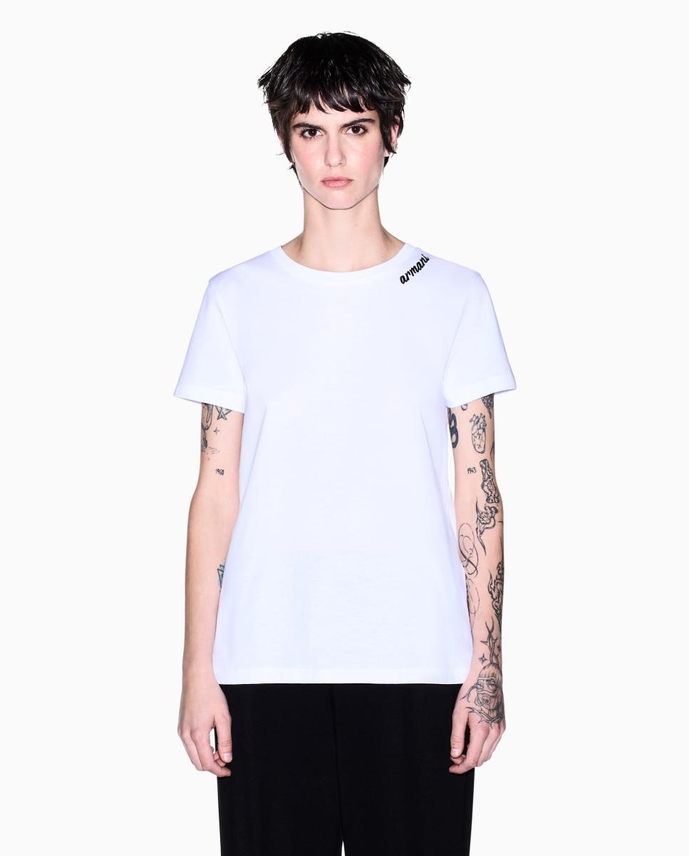 Armani Exchange - Camiseta de mjer de managa corta cuello pico.