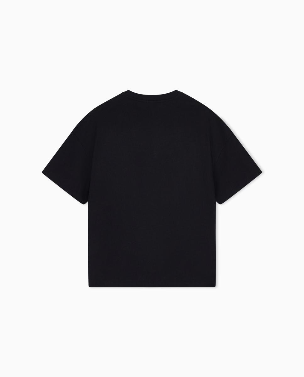 T-shirt de mulher com manga curta e logótipo no peito Preto-5