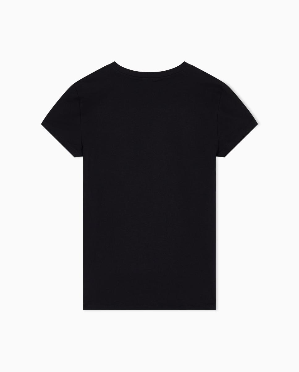 T-shirt de Decote em Bico com Logótipo Preto-5