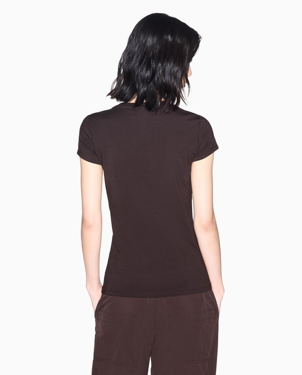 Imagen 3 de Camiseta de mujer de manga corta Slim fin - Armani Exchange - Marrón oscuro Marrón oscuro