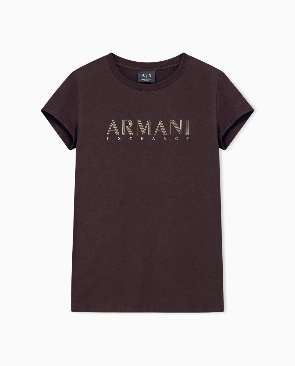 Imagen 6 de Camiseta de mujer de manga corta Slim fin - Armani Exchange - Marrón oscuro Marrón oscuro