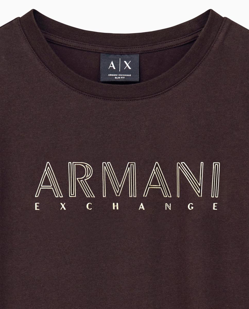 Imagen 8 de Camiseta de mujer de manga corta Slim fin - Armani Exchange - Marrón oscuro Marrón oscuro