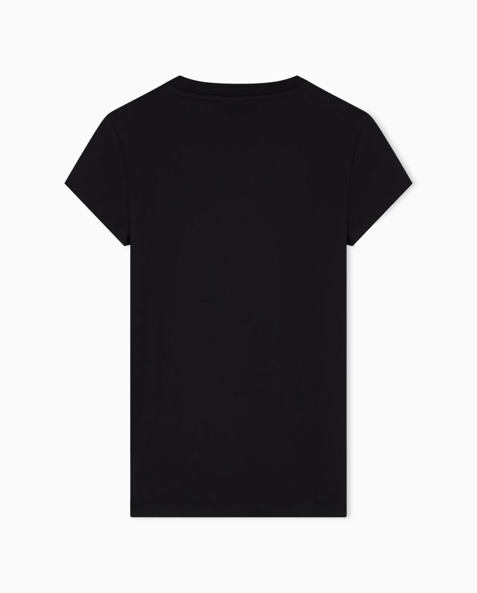 T-shirt de Manga Curta com Logótipo de Strass Preto-7