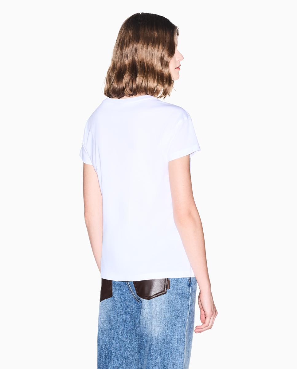 T-shirt de Manga Curta com Logótipo de Lantejoulas Branco-2