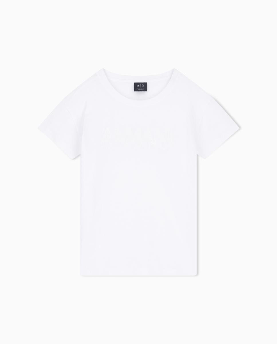 T-shirt de Manga Curta com Logótipo de Lantejoulas Branco-6