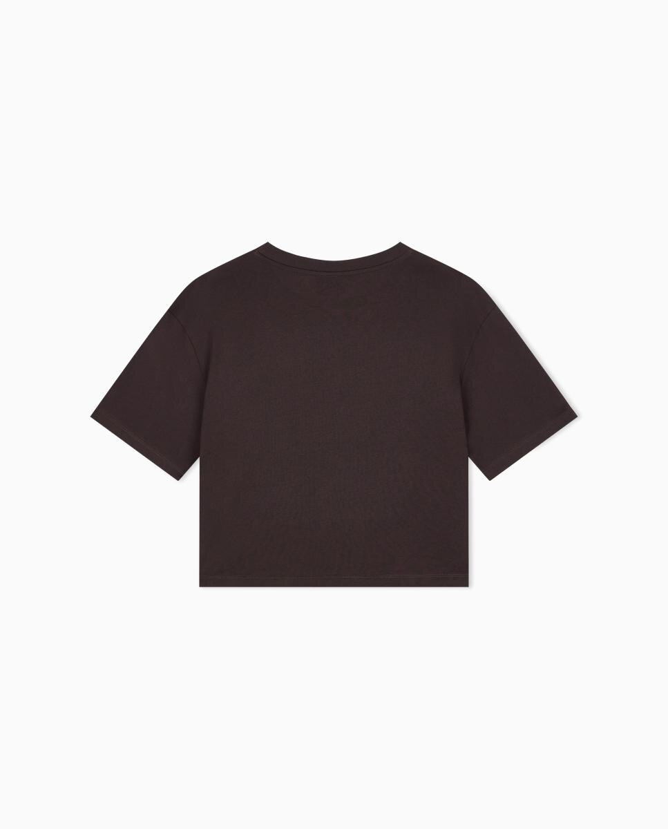 T-shirt de Manga Curta com Logótipo de Lantejoulas Castanho-escuro-8