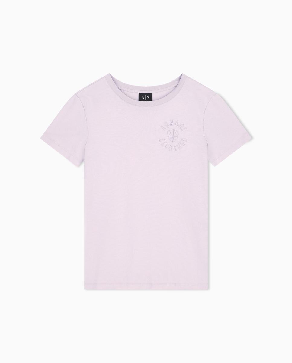 T-shirt de Manga Curta com Logótipo Bordado Lilás-6