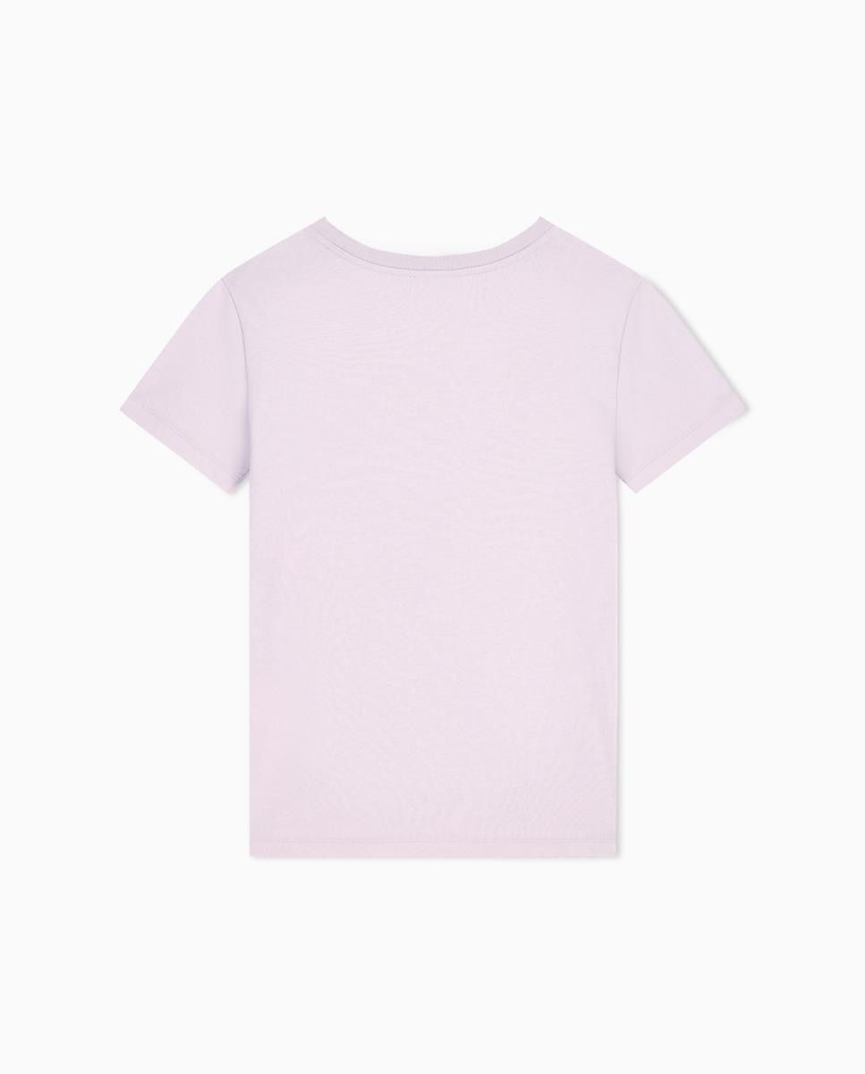 T-shirt de Manga Curta com Logótipo Bordado Lilás-7